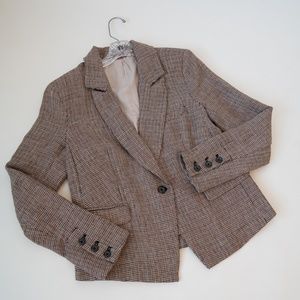 Linen small tweed front button jacket
